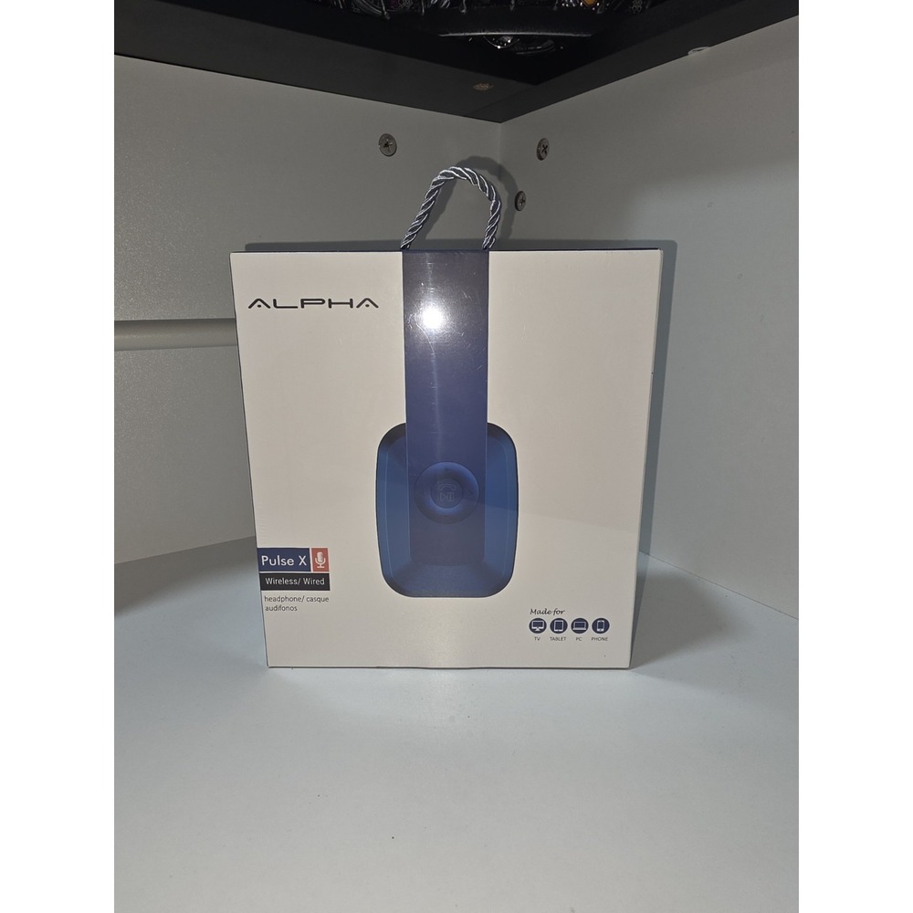 Alpha Pulse X Wireless/Wired Over-Ear Headphones w/Mic- Bluetooth-Sealed-Blue‎